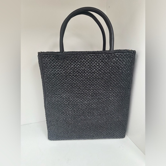 Loewe A4 Raffia & Leather Tote Bag in Black/White - Picture 3 of 6